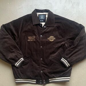 VOLCOM Varsity Jacket Size 2XL Brown Corduroy